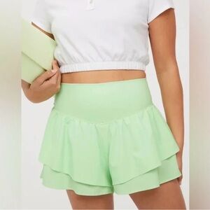 Aerie Mint Green Double Ruffle High-Waist Shorts